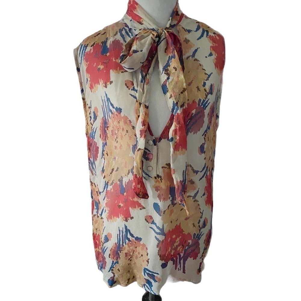 Winter Kate Floral Sheer Vtg Silk Blouse Sz S